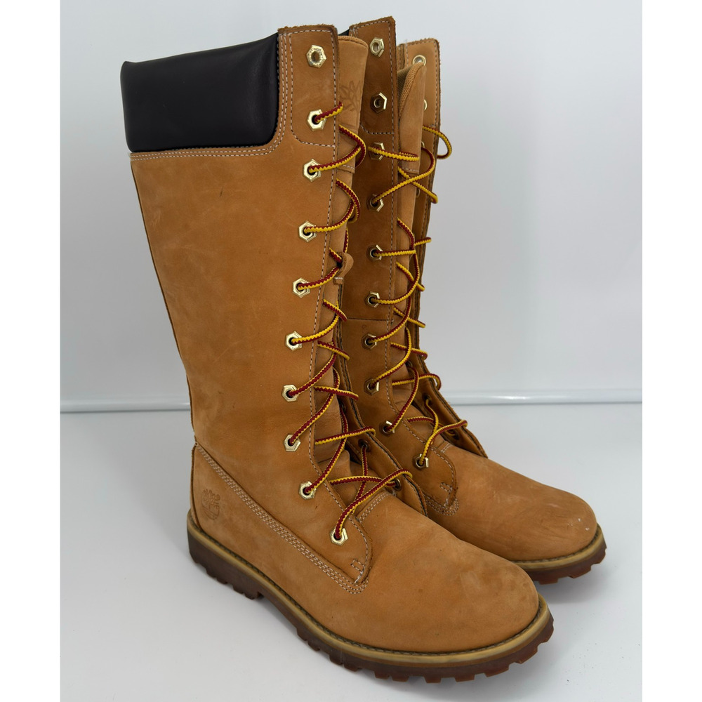 Timberland Asphalt Trail Girls US 4.5 Tall Brown Lace Boots Side Zipper 83980